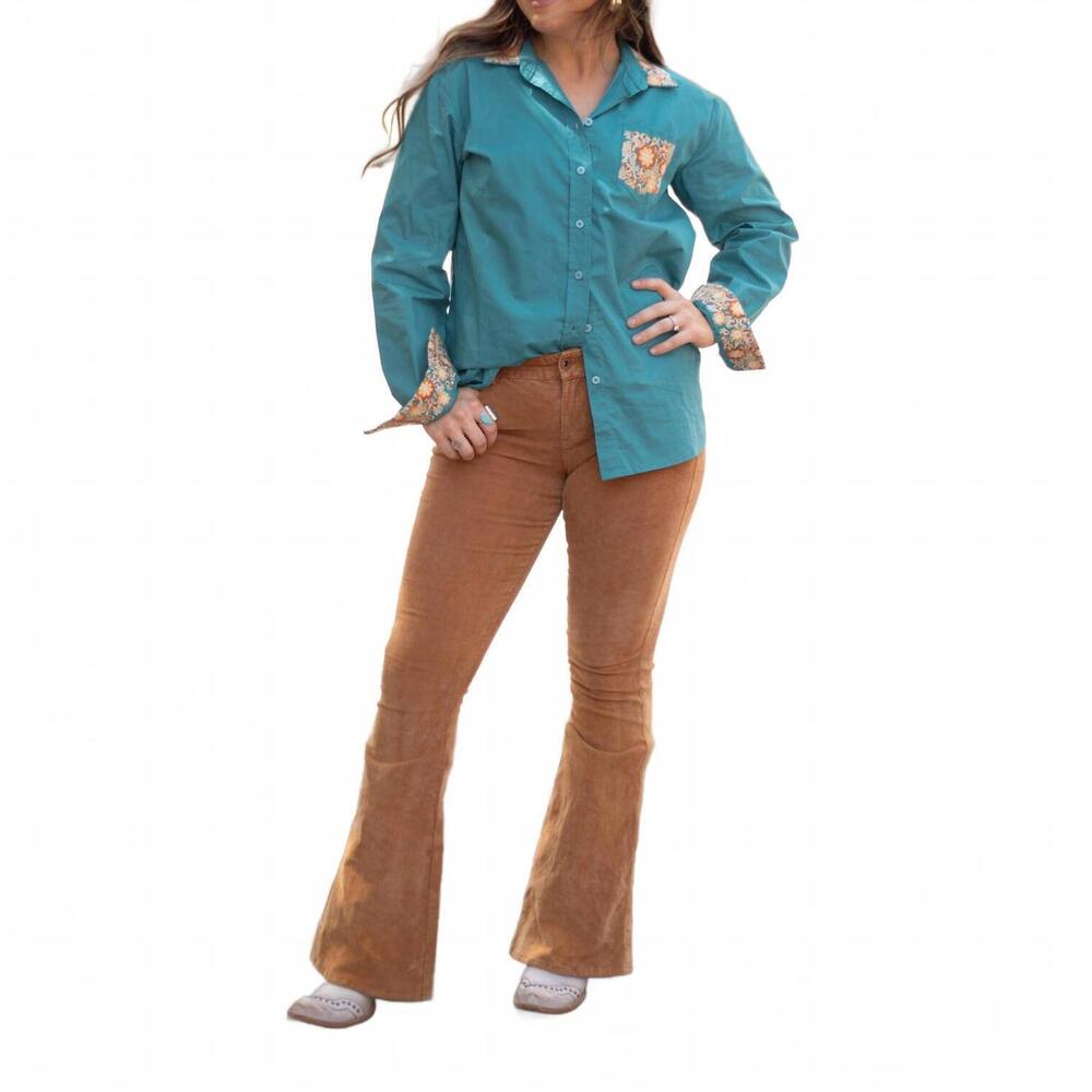 NEW LAYERZ CLOTHING jodie button up top in blue
